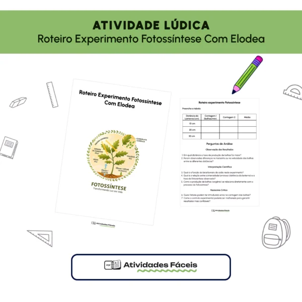 [BIO] - Roteiro de Aula Prátrica -  Experimento Fotossíntese Com Elodea